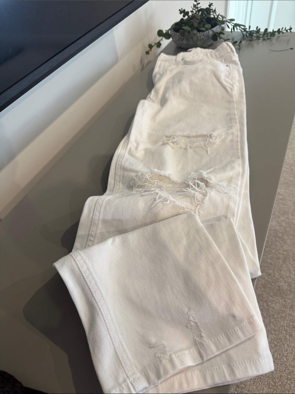 wild fable White Distressed wide-Leg Jeans